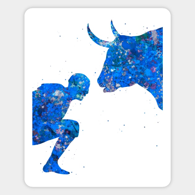 Bullfighter blue art Magnet by Yahya Art